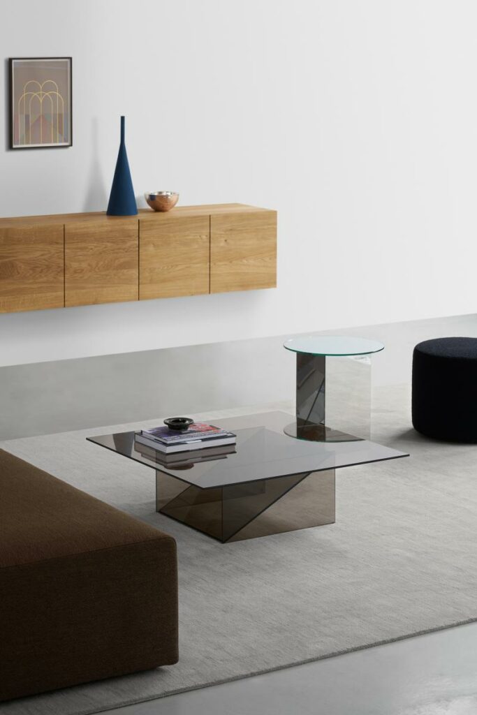 TABLE D’APPOINT KAISA BY E15 – FINITIONS VERRE MIROIR MARRON