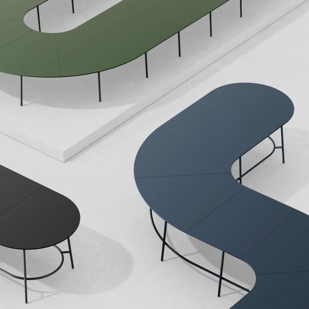 TABLES MODULABLES NEST BY +HALLE – MCOLORIS NOIR BLEU VERT